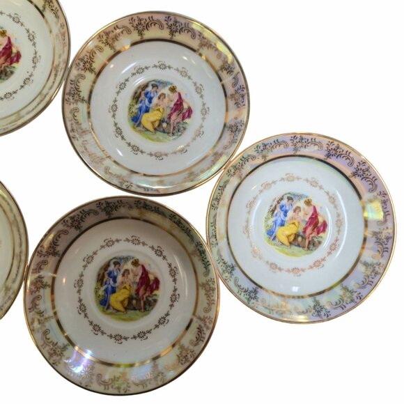 Vintage iridescent Luster ware Porcelain Berry bowls "TheThree Graces" Madonna - Picture 11 of 11